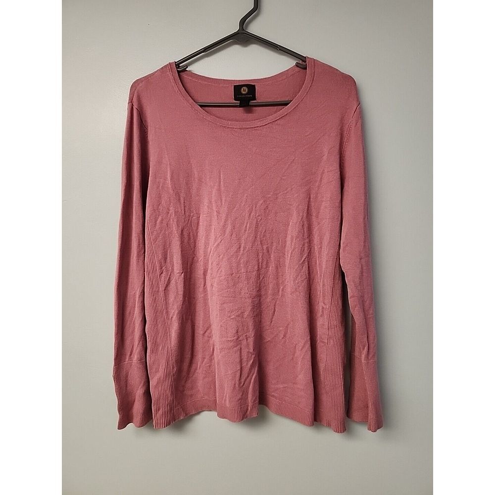 JM Collection Women's XL Crewneck Sweater Metallic Gold Faux Button Cuff‎